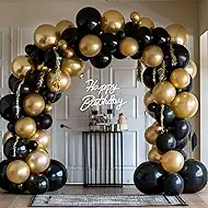 Black and Gold Balloon Garland Arch Kit, 160PCS Black Gold Latex Balloons for Graduation New Year Wedding Anniversary Birthday Party Decorations