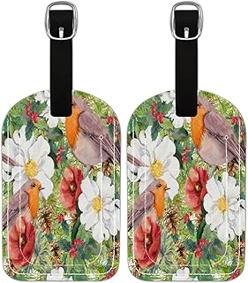 Etiqueta de bagagem PU Leahter para malas, bolsa de viagem de proteção de privacidade etiqueta de mala etiqueta margarida Robin Birds, etiqueta de bagagem de viagem etiqueta de identificação para mulheres homens