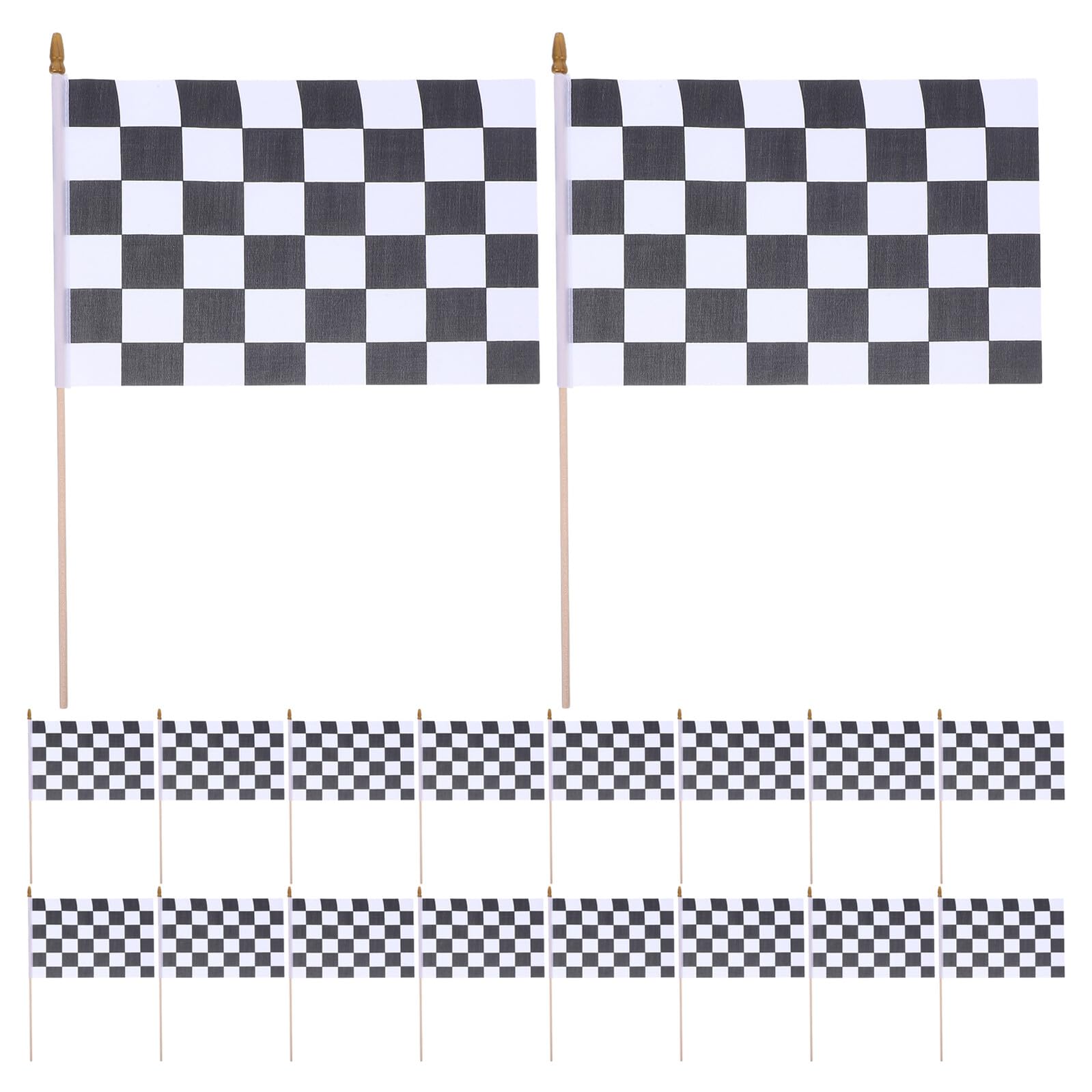 Drapeaux de Course avec Hampe Bois Finition Soignée et Damier Haute Définition x24