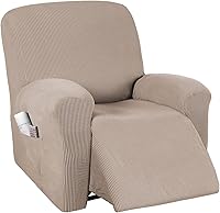 Vista 16 de PrinceDeco Funda para silla reclinable, elástica, 1 pieza, protector de muebles con parte inferior elástica para silla con bolsillo lateral, gruesa