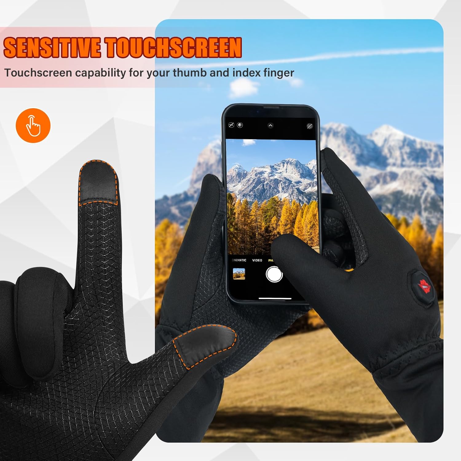 Dr.Warm Heated Gloves for Men Women, Electric Heated Gloves with Touchscreen Fingers, Rechargeable Battery Thermal Thin Hand Warmer for Running Driving Arthritis Hand - Image 4