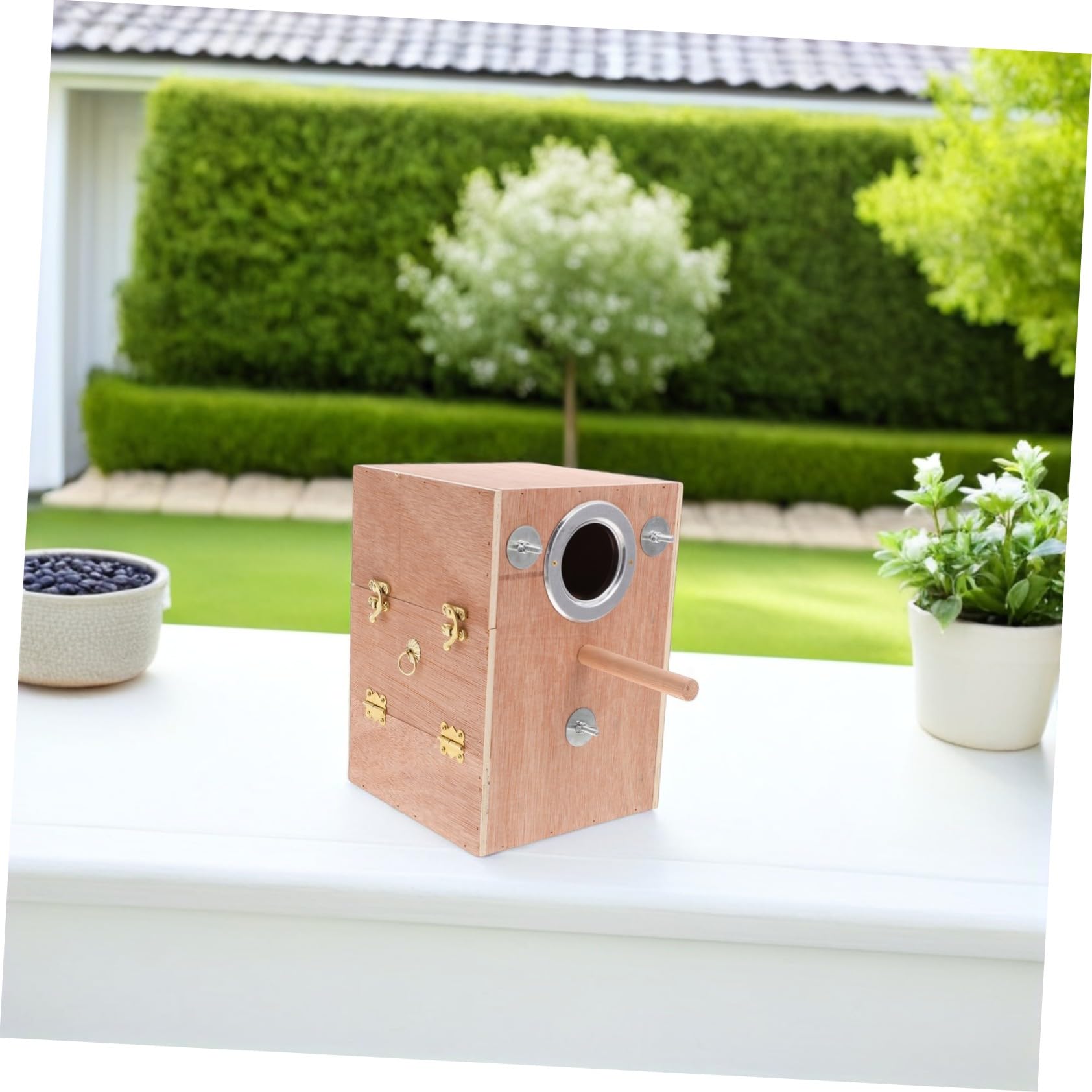 Nido de crianza Puerta de Jaula de Madera Soporte de Perca de Madera de Brecha Finch Bird House