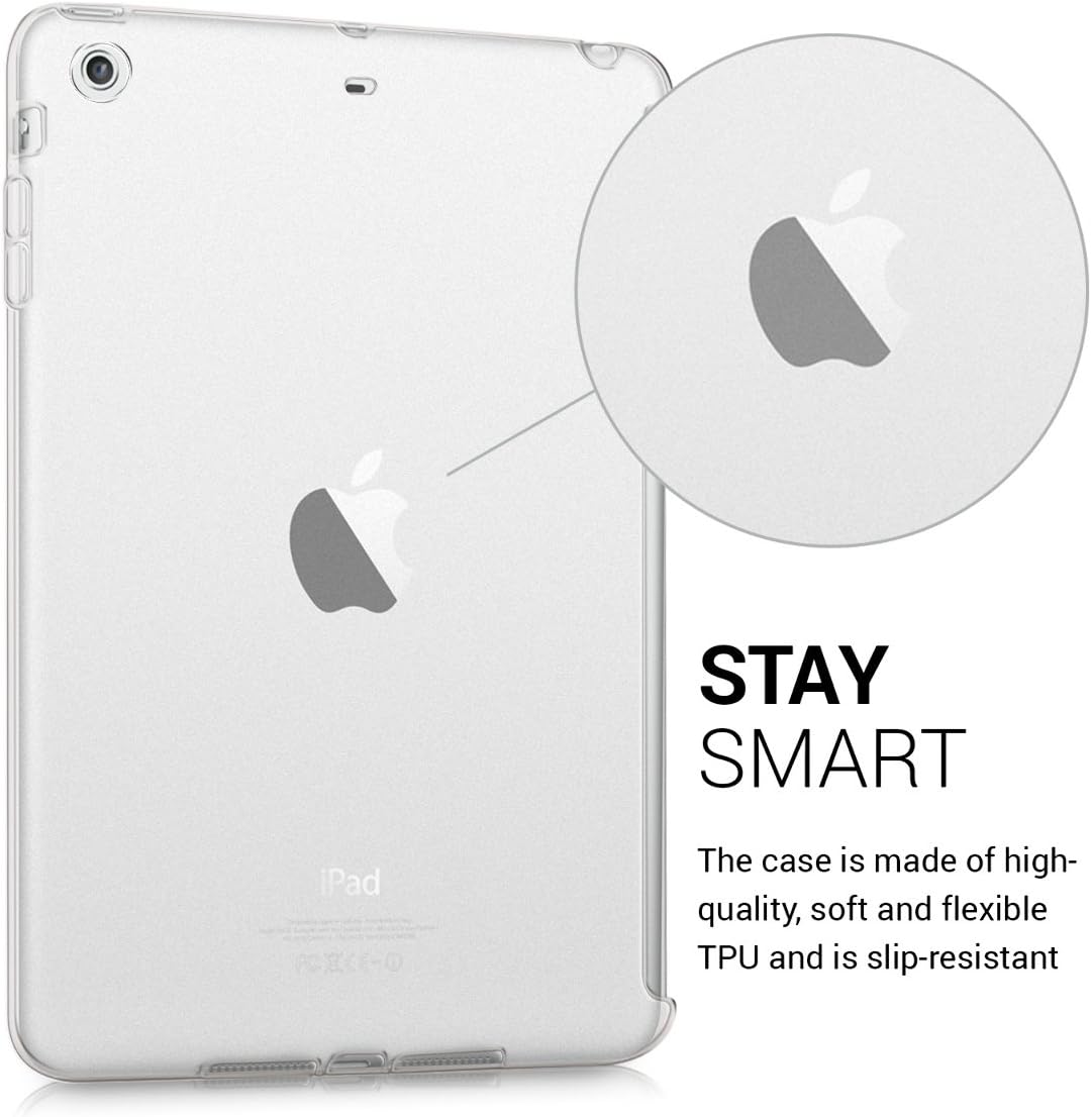 kwmobile TPU Silicone Case Compatible with Apple iPad Mini 2 / iPad Mini 3 - Soft Smart Cover Compatible Protective Cover - Matte Transparent