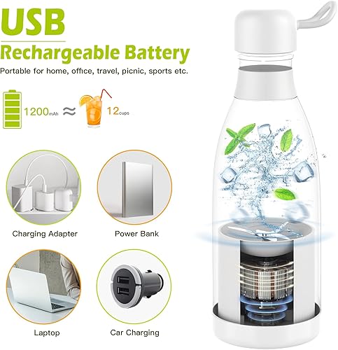 Miniatura 4 de Licuadora personal, taza de licuadora de tamaño personal para batidos y batidos, licuadora eléctrica de jugo fresco, licuadora portátil de 10 onzas