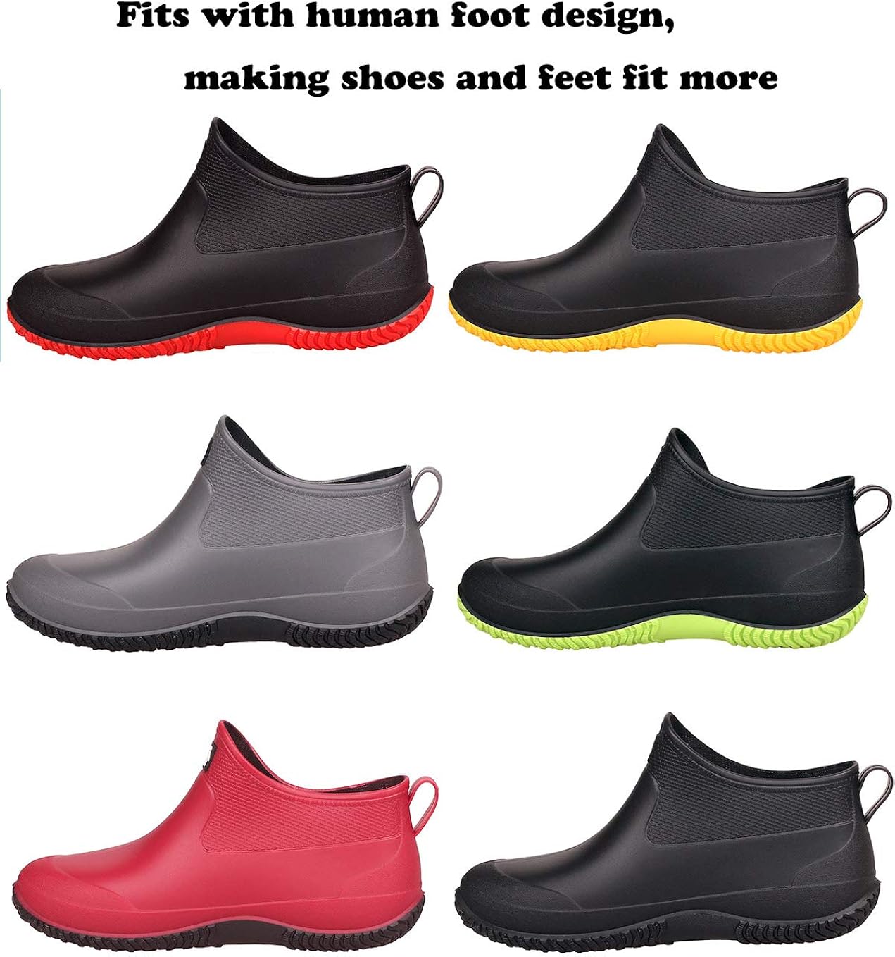 CELANDA Rain Boots Womens Mens Waterproof Garden Shoes Slip on Neoprene Rubber Ankle Boots Anti