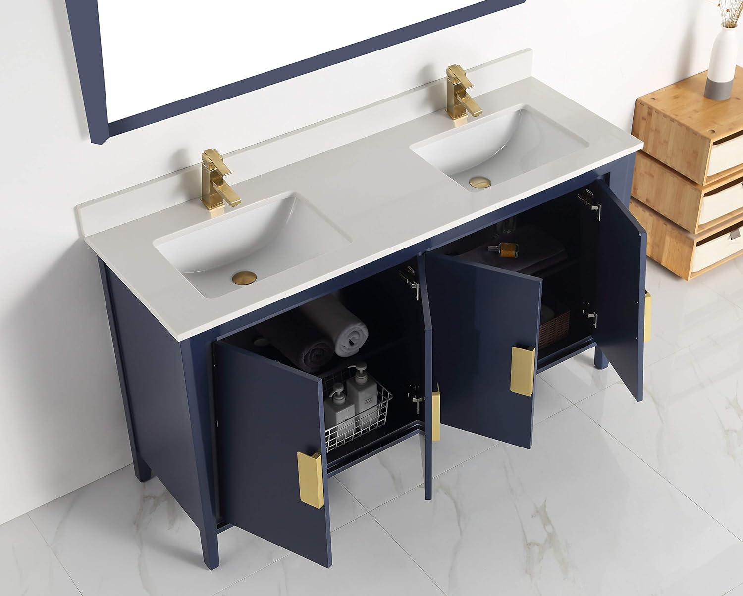 Tennant Brand Larvotto Navy Blue Contemporary Modern Bathroom Sink Vanity (60 inches)
