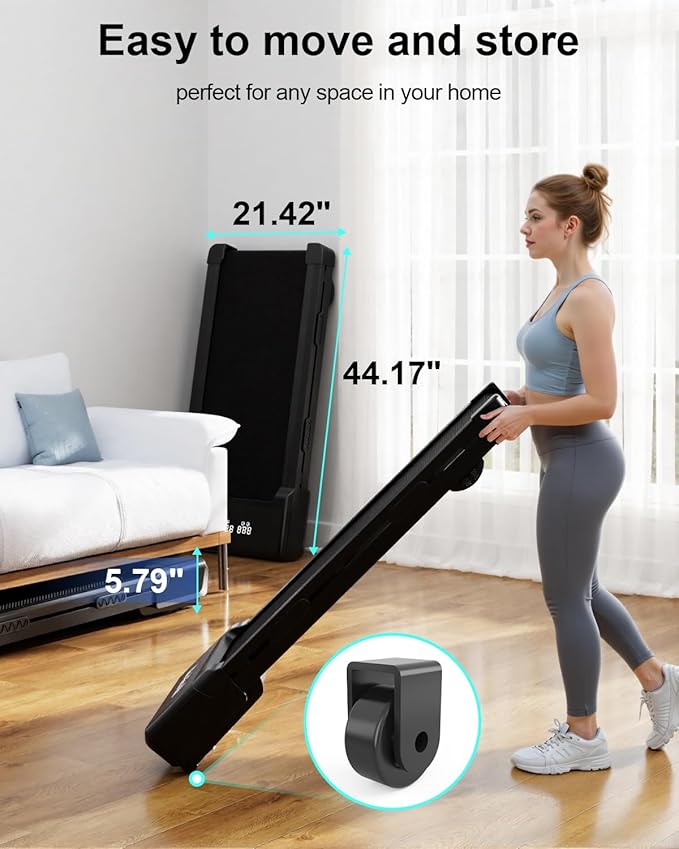 Caminadora Eléctrica Plegable con Inclinación Automática 9% y Ruedas Color Negro miniatura 9