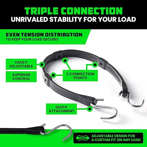 Miniatura 4 de Correas elásticas de goma Rhino USA resistentes para exteriores con ganchos ajustables (paquete de 12) Correas variadas resistentes al clima