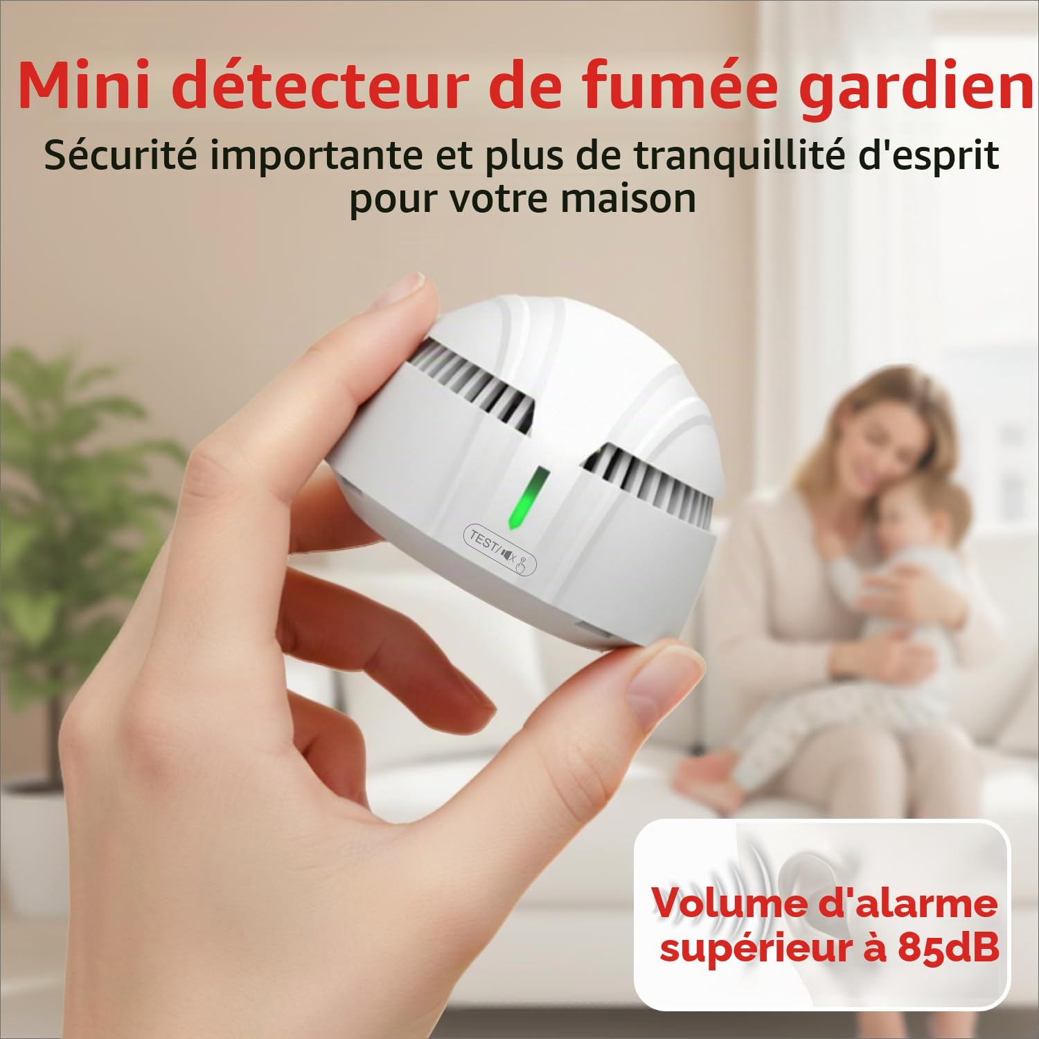 DAYTECH Mini Detecteur de Fumée avec 10 Ans Pile– Installation Facile Alarme Incendie détecteur fumée sans Percage avec Support Magnétique, Idéal pour Maison, Appartement et Location (Lot de 4)