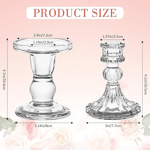 Miniatura 2 de Unity - Portavelas de cristal para velas de pilar, juego de 3 portavelas de cristal, candelabros decorativos de vidrio transparente para mesa de