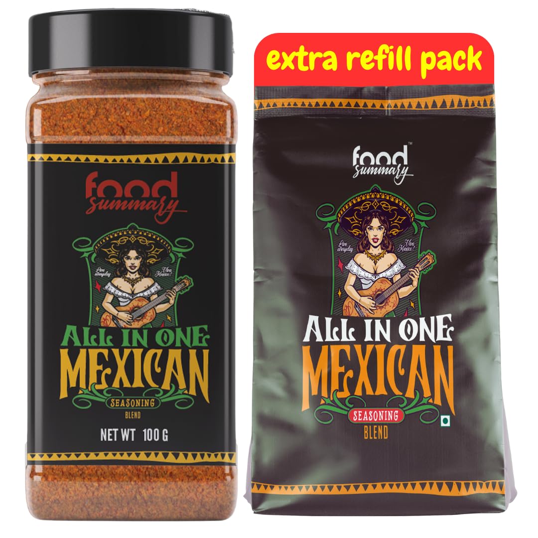 Food Summary All in One Mexican Seasoning 100g - Spice Mix Masala for Mexican Dishes Like Tacos, Burritos, Mexican Wraps, Fajitas and Quesidillas, Authentic Popcorn Seasoning Powder - Enhance Your Dishes with Our Versatile Mexican Powder Seasoning (B0BB74PP3H) Amazon Price History, Amazon Price Tracker