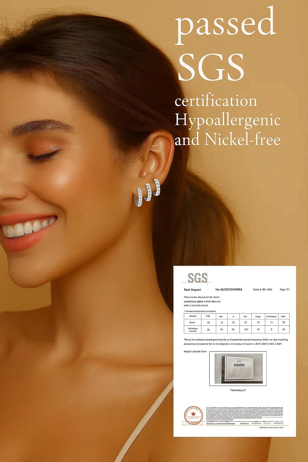 VOJO Moissanite Titanium Huggie Hoop Earrings for Women, 3 Pairs Set Hypoallergenic 14K Gold and Silver Small Tiny Cartilage Earrings - Image 3