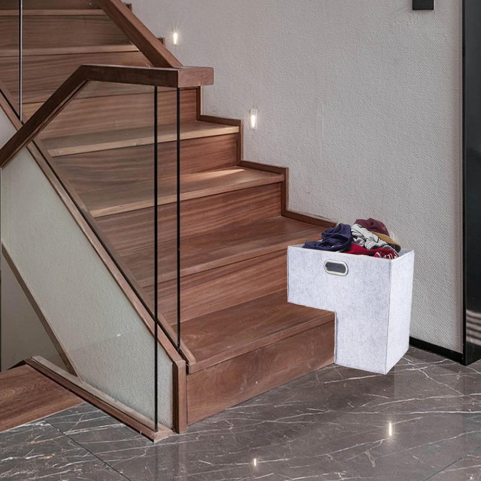 Panier de marche pour escaliers, panier de rangement d'escalier | Panier de marche d'escalier pliant,Panier de marche d'escalier en feutre, organisateur de rangement de marche d'escalier pour jouets
