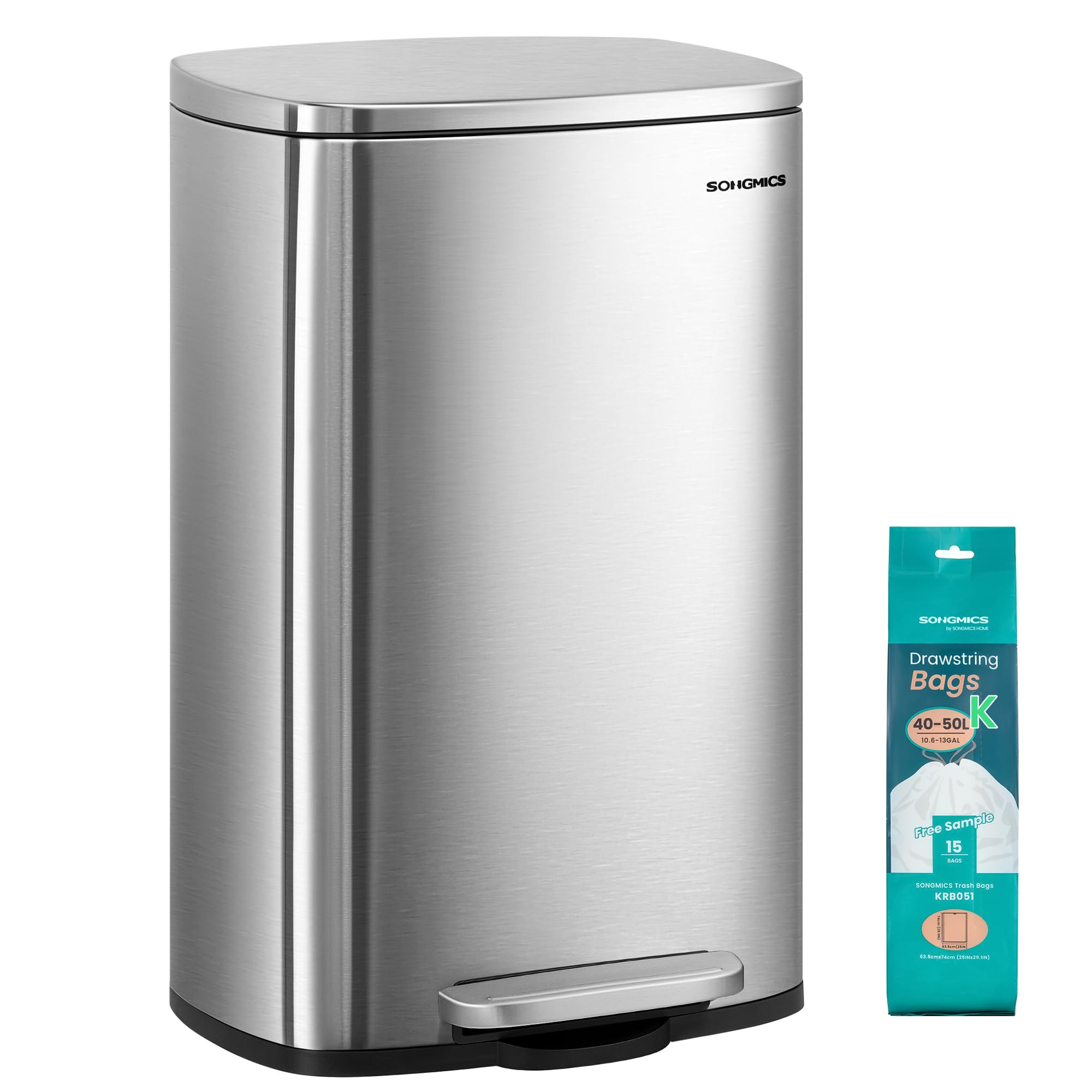 Photo 1 of SONGMICS 13 Gallon Stainless Steel Step-On Trash Can