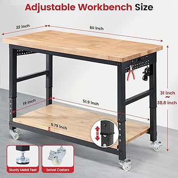 趣味 Garage Life BEST SELECTION ENJOYWOOD Work Bench for Garage Adjustable Workbenches with