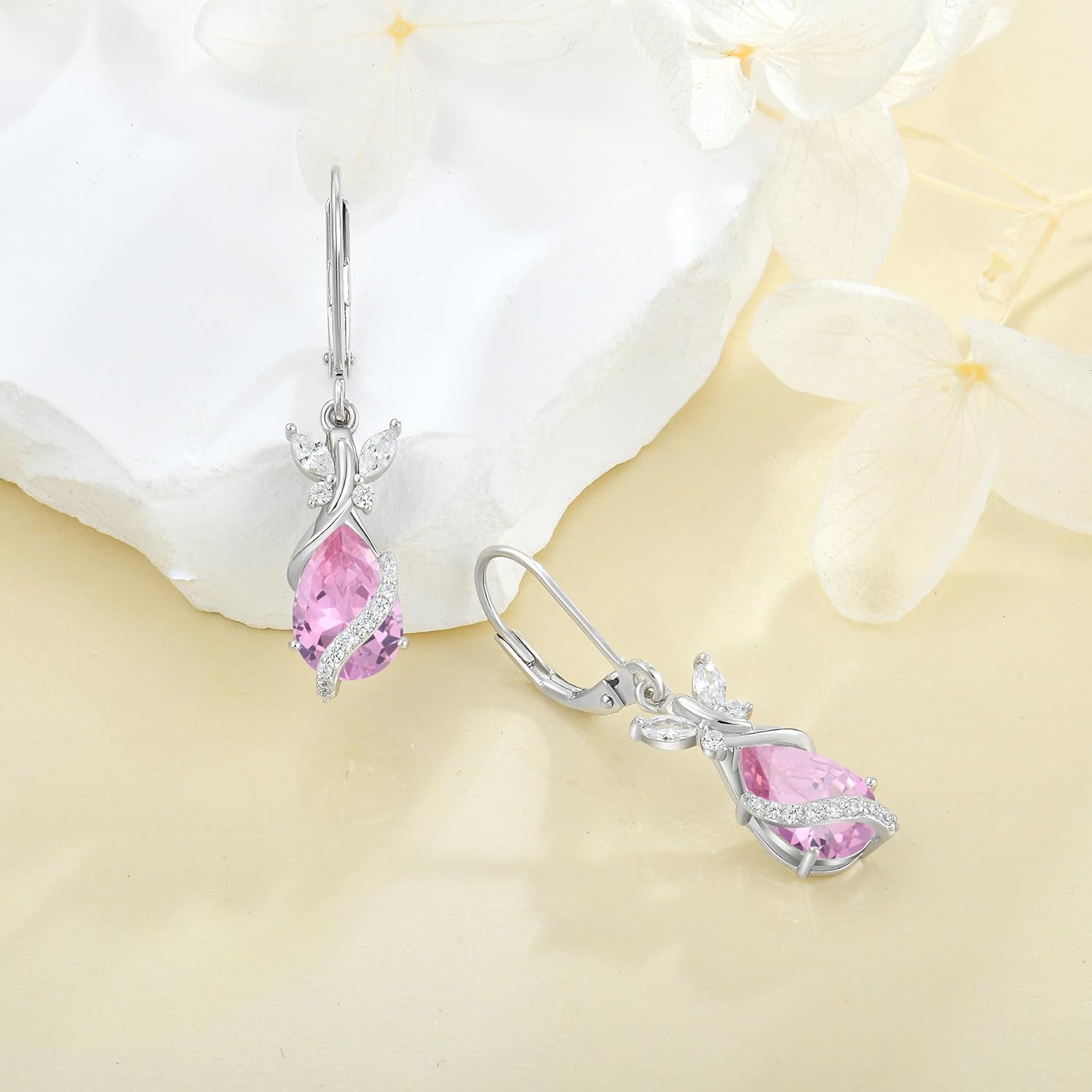 Butterfly Earrings for Women 925 Sterling Silver Birthstone Dangle Drop Leverback Earrings Hypoallergenic Jewelry for Women