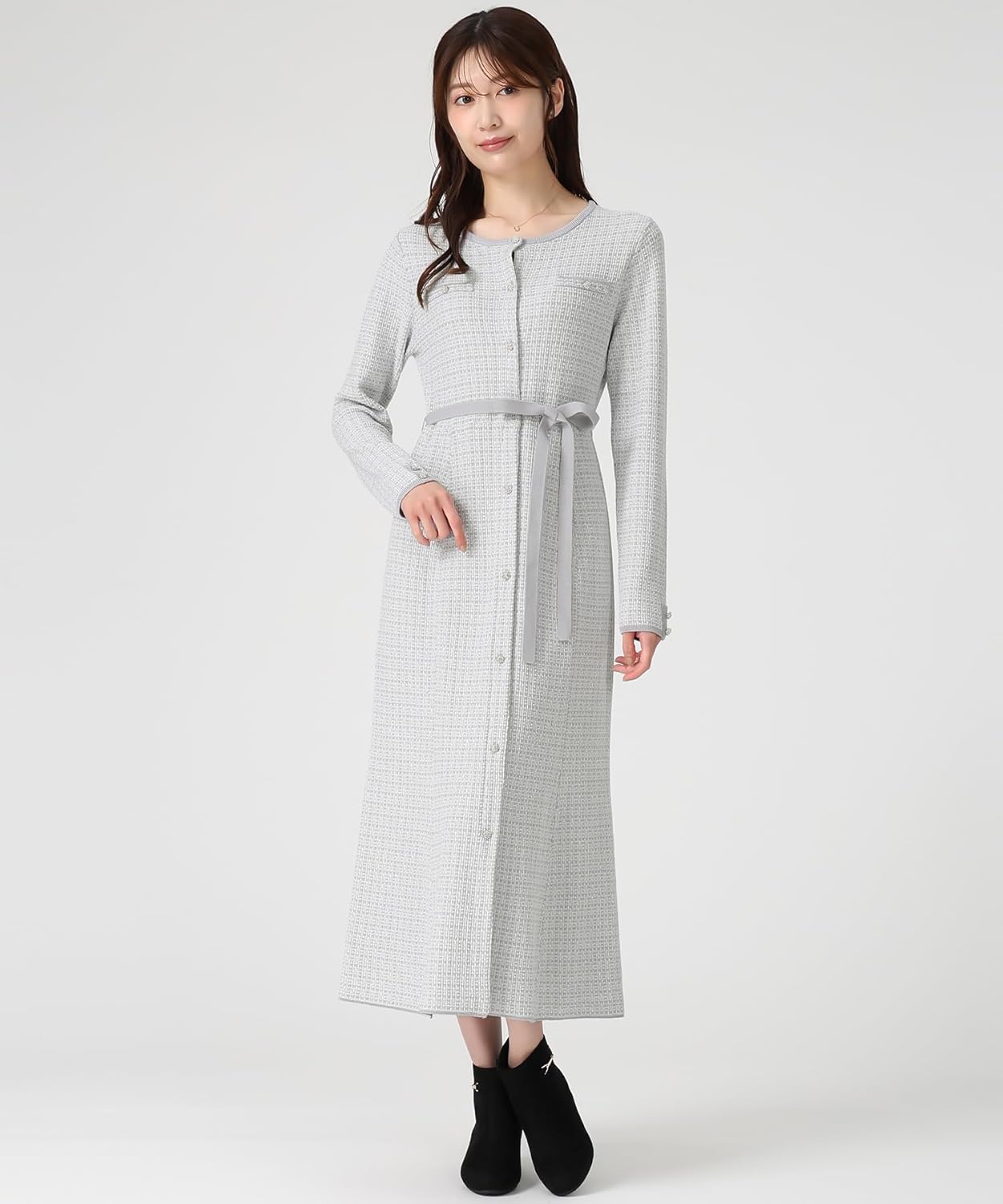 MISCH MASCH(ミッシュマッシュ) ワンピースレディース ロングワンピース 長袖 ニットワンピース ツイード マーメイド フ