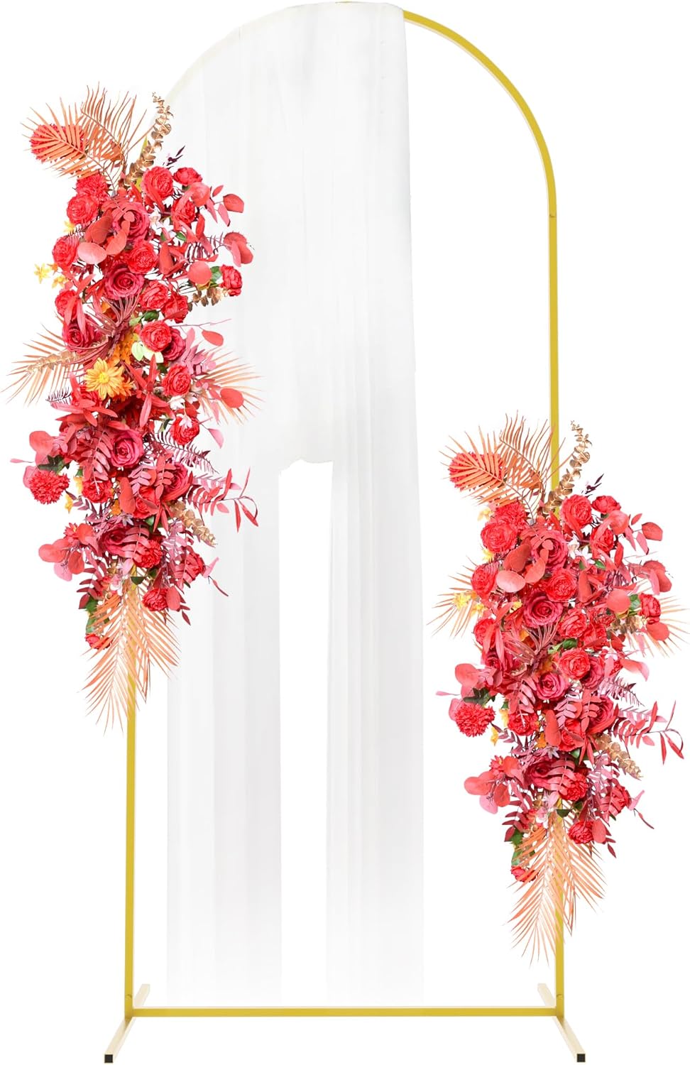Fomcet 6FTx2.6FT Metal Gold Wedding Arch Backdrop Stand Balloon Arched Frame for Ceremony Birthday Party Graduation Bridal Baby Shower Anniversary Background Decoration 6x2.6FT(HxW) Gold