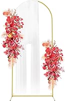 Vista 1 de Fomcet Arco de Boda de Metal Dorado de 6 Pies x 2.6 Pies Soporte de Fondo Marco Arqueado de Globos para Ceremonia Fiesta de Cumpleaños Graduación