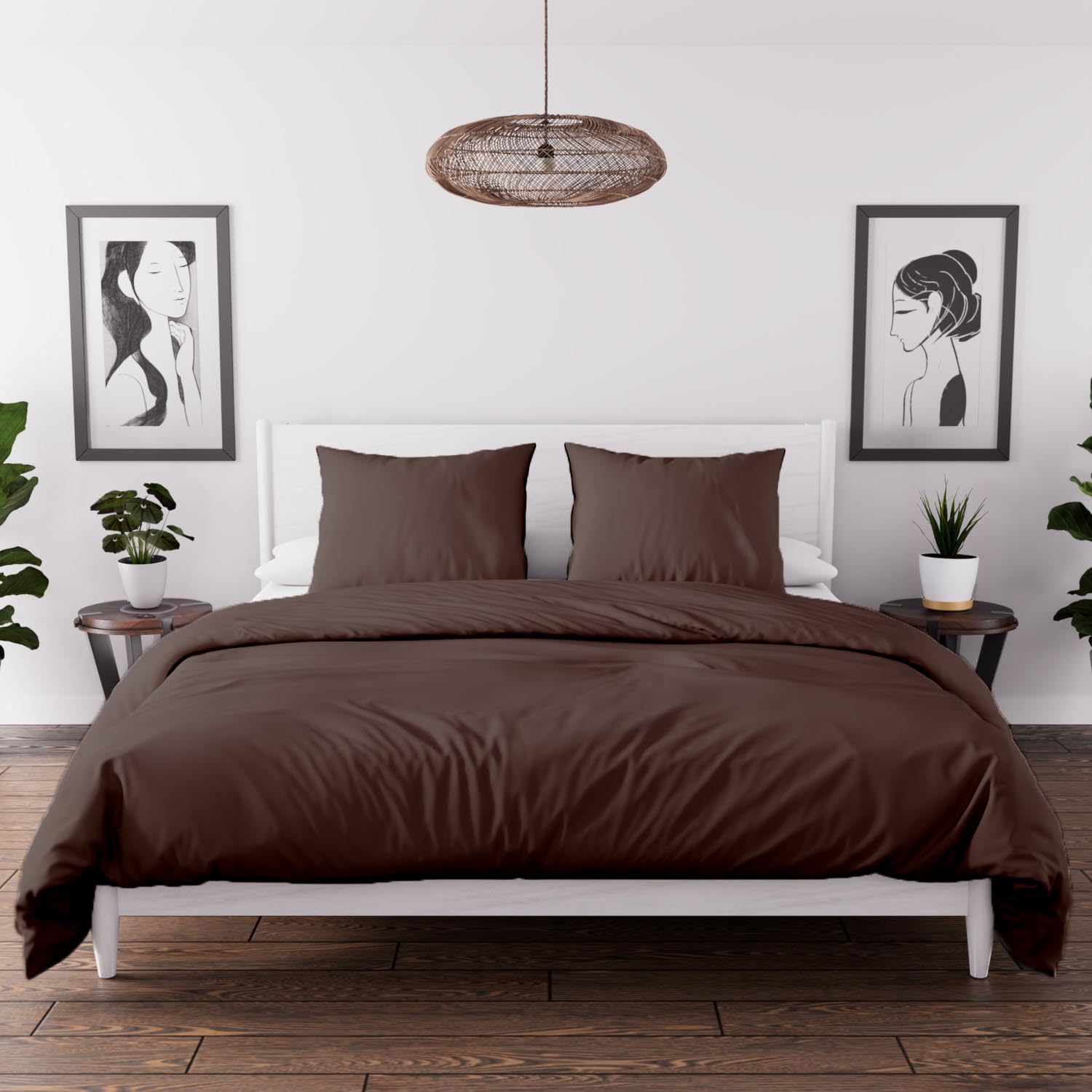 Soleil d'ocre, Juego de Funda nórdica de Microfibra Lavada, 240 x 220 cm, Color marrón