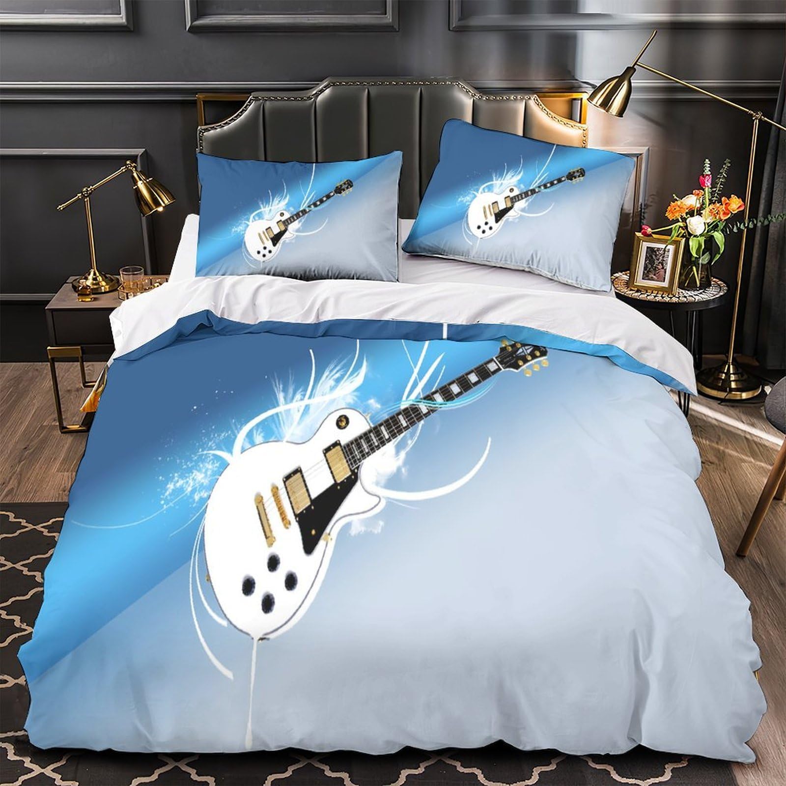 Guitare électrique housse de couette 3D 140x200 pour lit enfant
