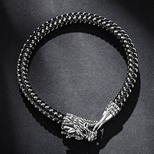 Amazon.com: ClosJery Dragon Bracelet for Men Black Stainless
