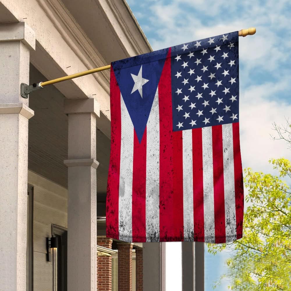 Flag-American Puerto Rico Flag Puerto Rican Friendship House Flag -USA Flags Premium Polyester-Decorative Indoor Outdoor Flag