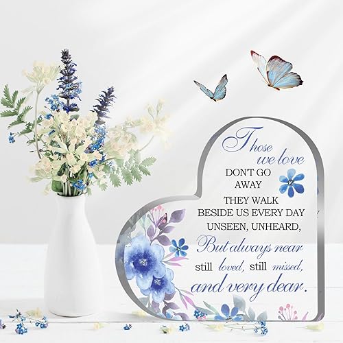 Miniatura 4 de Regalos de condolencias, letrero con texto en inglés "Those We Love Don't Go Away", regalos conmemorativos de duelo acrílico, recuerdo floral,