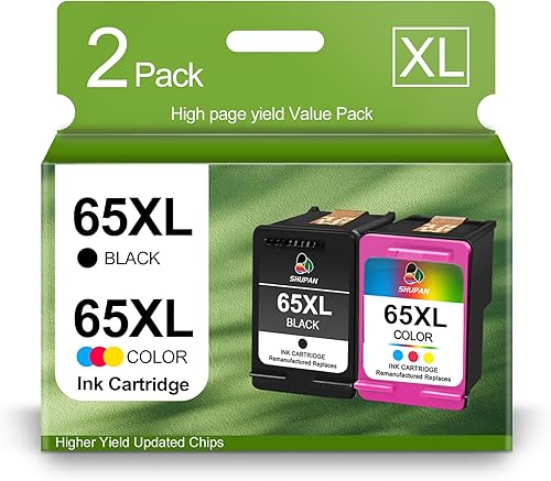 65XL Caetridge - Paquete combinado de repuesto para cartuchos de tinta HP 65 65 XL (2 unidades) funciona con Envy 5055 5052 5058 DeskJet 3755 2655