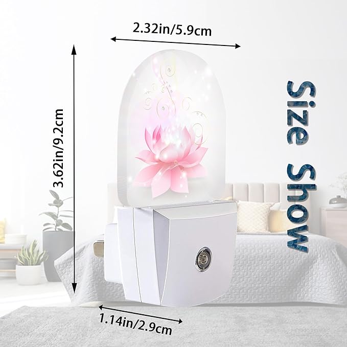 Axxitude Pink Lotus Flower Night Lights Plug into Wall for Girls Boys Room,Night Light LED Lamp Dusk to Dawn Sensor Round Lamp for Bedroom Bathroom Hallway Home Wall Decor Nightlight photo 3