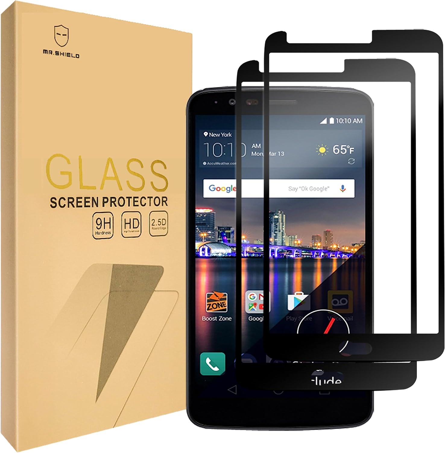 Mr.Shield [2-PACK] Designed For LG Stylo 3 [Tempered Glass] [Full Cover] [Black] Screen Protector with Lifetime Replacement