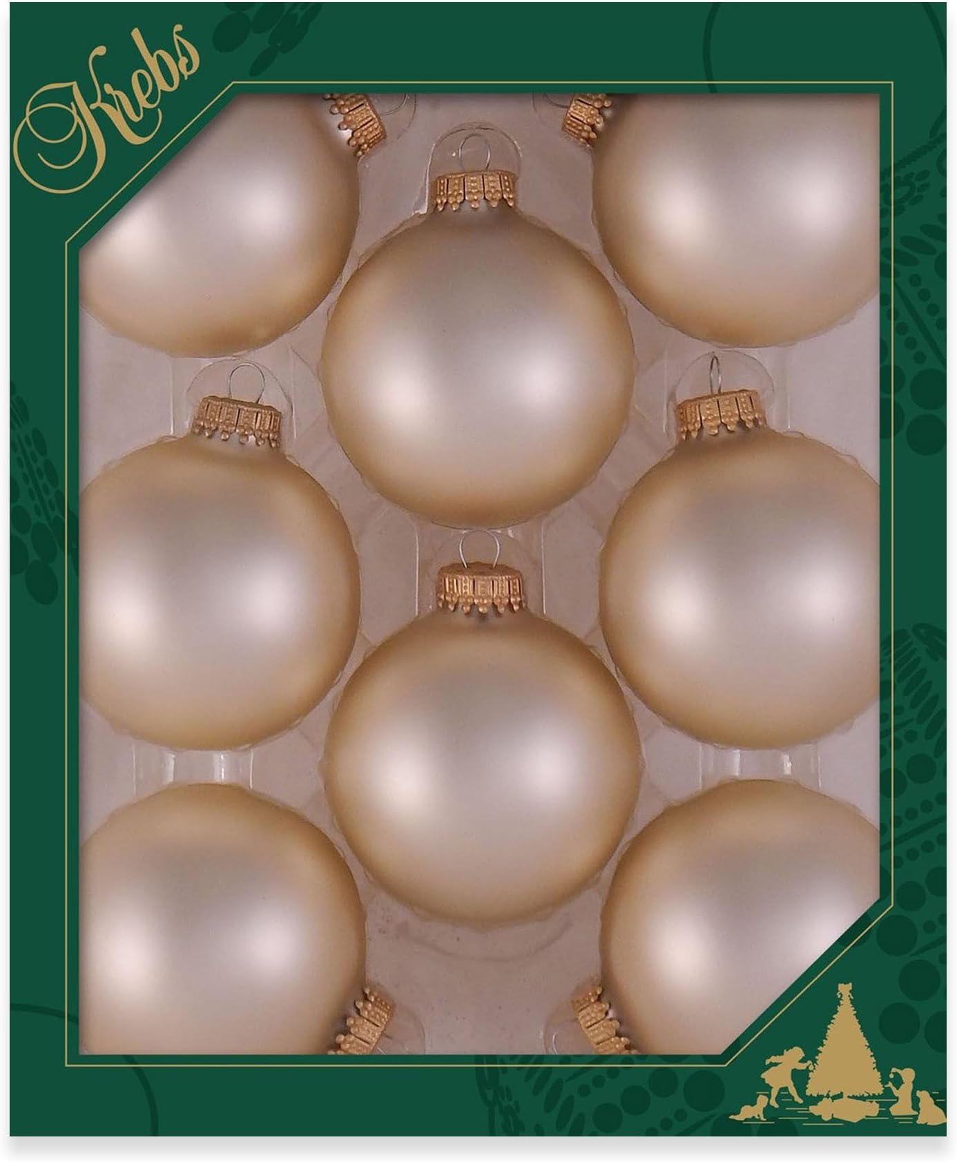 Christmas By Krebs Made in The USA Designer Seamless Glass Christmas Ball Ornaments, 2 5/8" (67mm), 8 Pieces