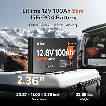 Amazon.com: LiTime 12V 100Ah Slim LiFePO4 Battery-2.36