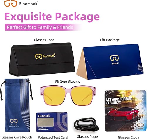 Miniatura 6 de Bloomoak - Lentes de conducción de noche para usar sobre lentes graduados, para hombres y mujeres, polarizados, antideslumbrantes