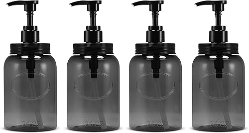 -Dispensador de botellas de plástico de boca ancha recargable de 24 onzas para líquidos gruesos (gris)