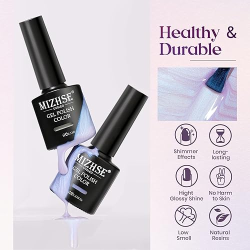 Miniatura 6 de MIZHSE Esmalte de uñas de gel perlado  2 piezas de esmalte de gel de hilo blanco perlado nacarado Soak Off Nail Art Manicura Set para el hogar DIY y