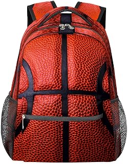 Mochilas escolares leves para meninos e meninas adolescentes basquete textura padrão impermeável 16 polegadas viagem laptop mochilas casuais adequado para homens e mulheres trabalho viagem caminhadas acampamento, Multicor, Medium