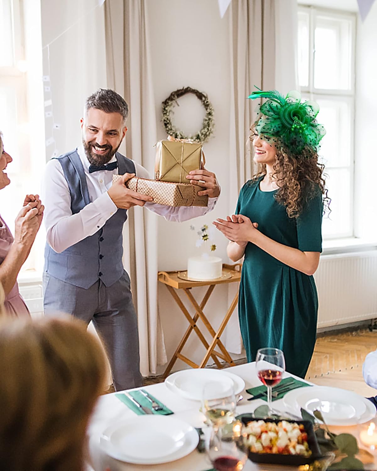 Halloween Fascinators Hat for Women Tea Party Feather Headband Mardi Gras Cocktail Hat Weddings - Image 7