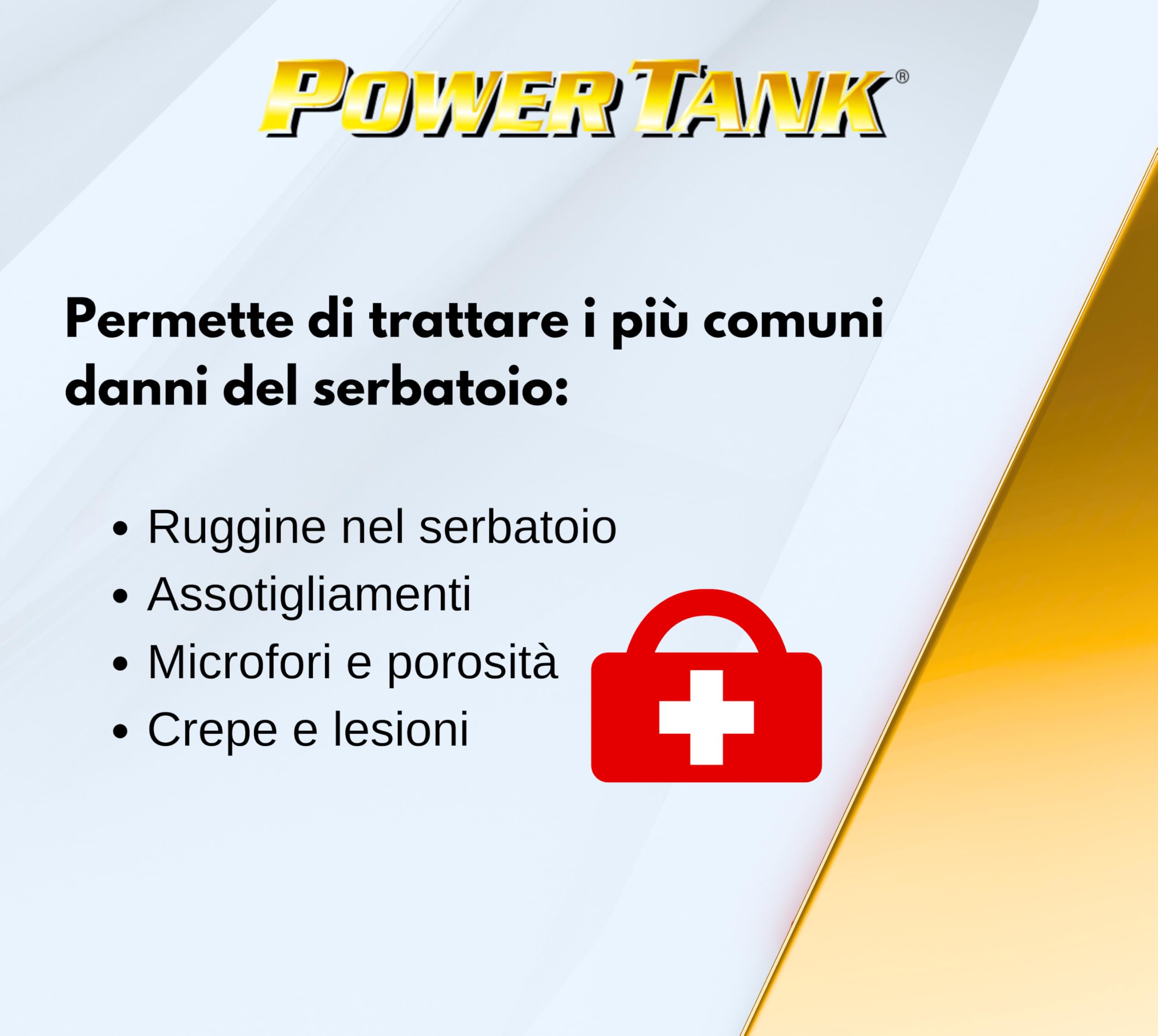 POWER TANK Gum Trattamento Serbatoio Moto Auto (100/120 Litri) Kit Very Big 2,5 kg per da Interno Serbatoi Benzina Diesel Gasolio Elimina la Ruggine Ripara Protegge Arrugginito Vespa con Antiruggine