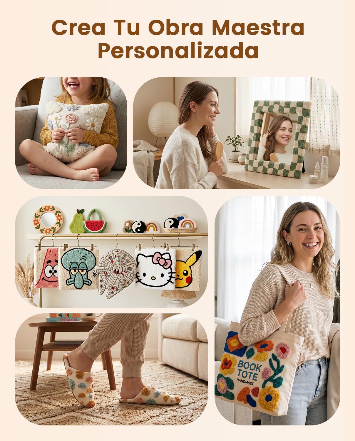BESGEER Marco de Tufting de Alu 100x100 cm con Tira Antipinchazos y Tela | Seguro para niños y mascotas, listo para usar, gran estabilidad, Bastidor de tufting para tapices