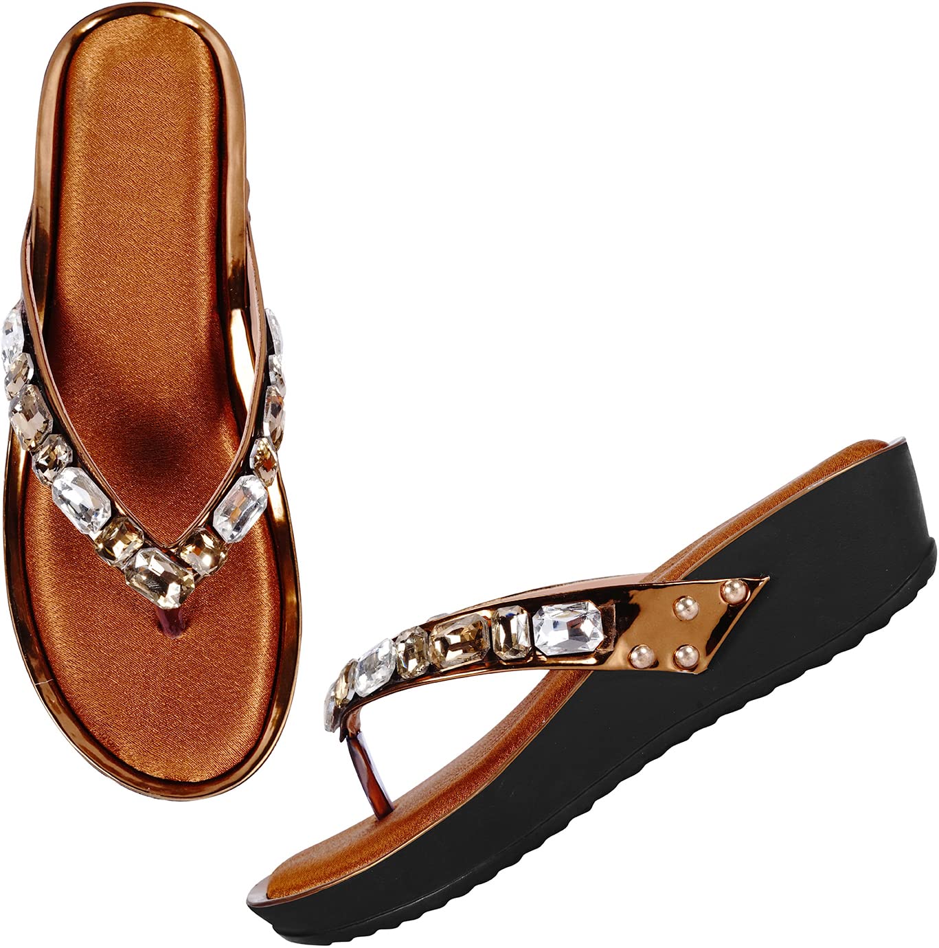 JM LOOKS Fashion Casual Slip On Platform Heels Sandals For Womens & Girls YG-10-Copper-41-X (B0C4Y74Z9T) Amazon Price History, Amazon Price Tracker