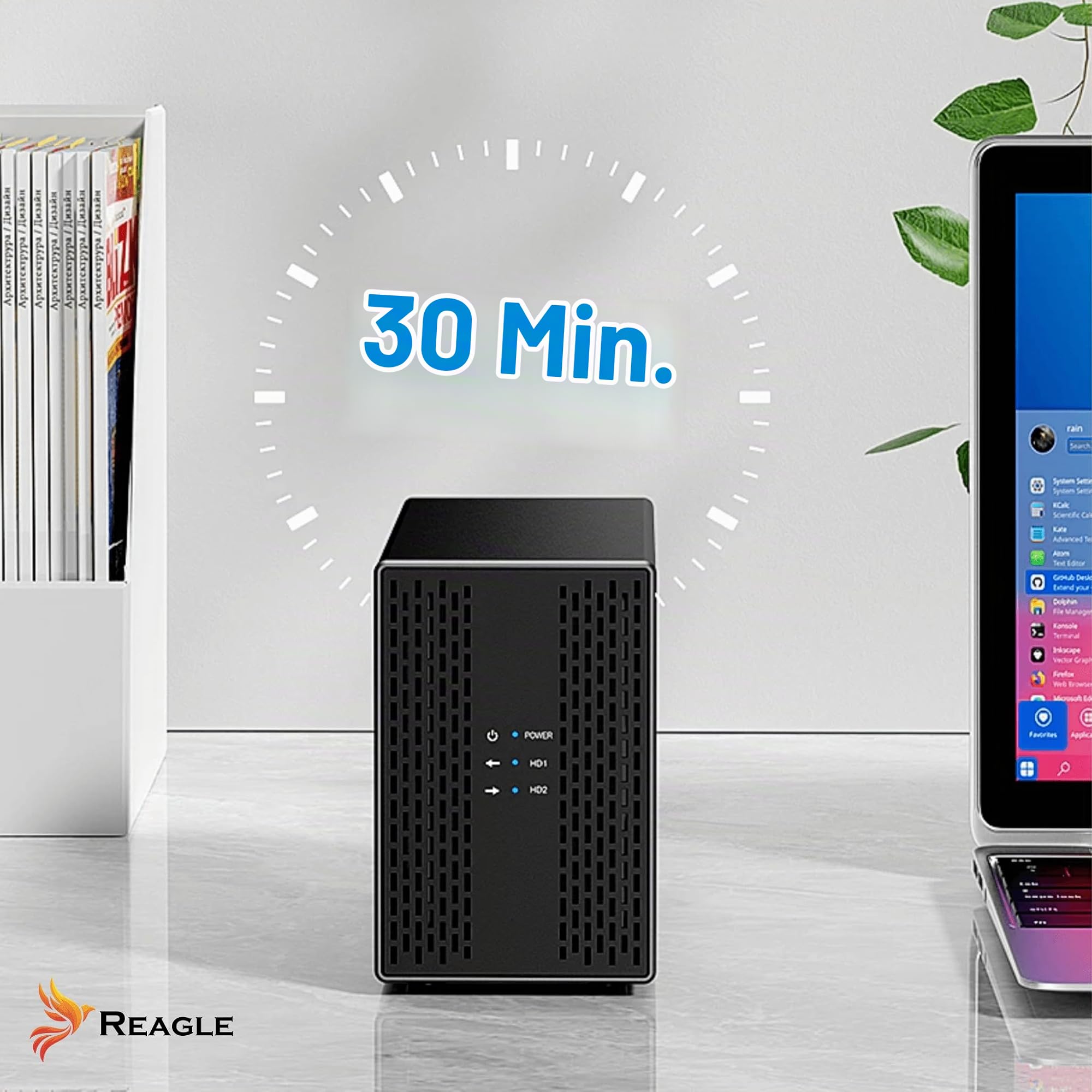 REAGLE Festplattengehäuse für 2,5 Zoll, 2X 3.5 SATA I, II, III USB 3.2 HDD-Gehäuse SSD 2X 20TB, UASP und Trim Unterstützen, 12 V/ 3A 36W Netzteil, Hot-Swapping Festplatte Gehäuse