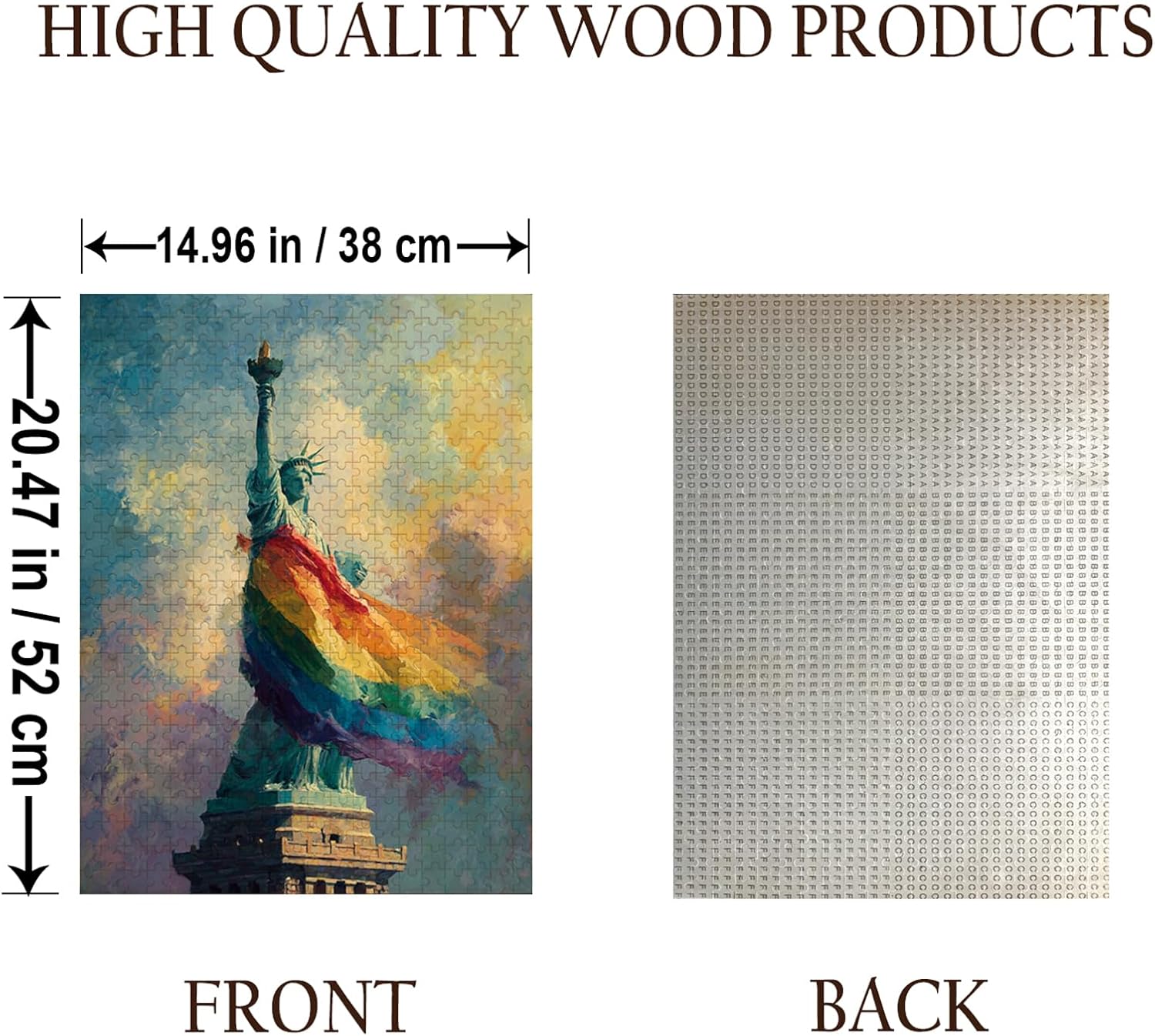 Statue of Liberty LGBT Jigsaw Puzzle - 500 Pieces Wooden Puzzle for Adults, Wall Art Gift, Finished Size: 20 x 15 Inch