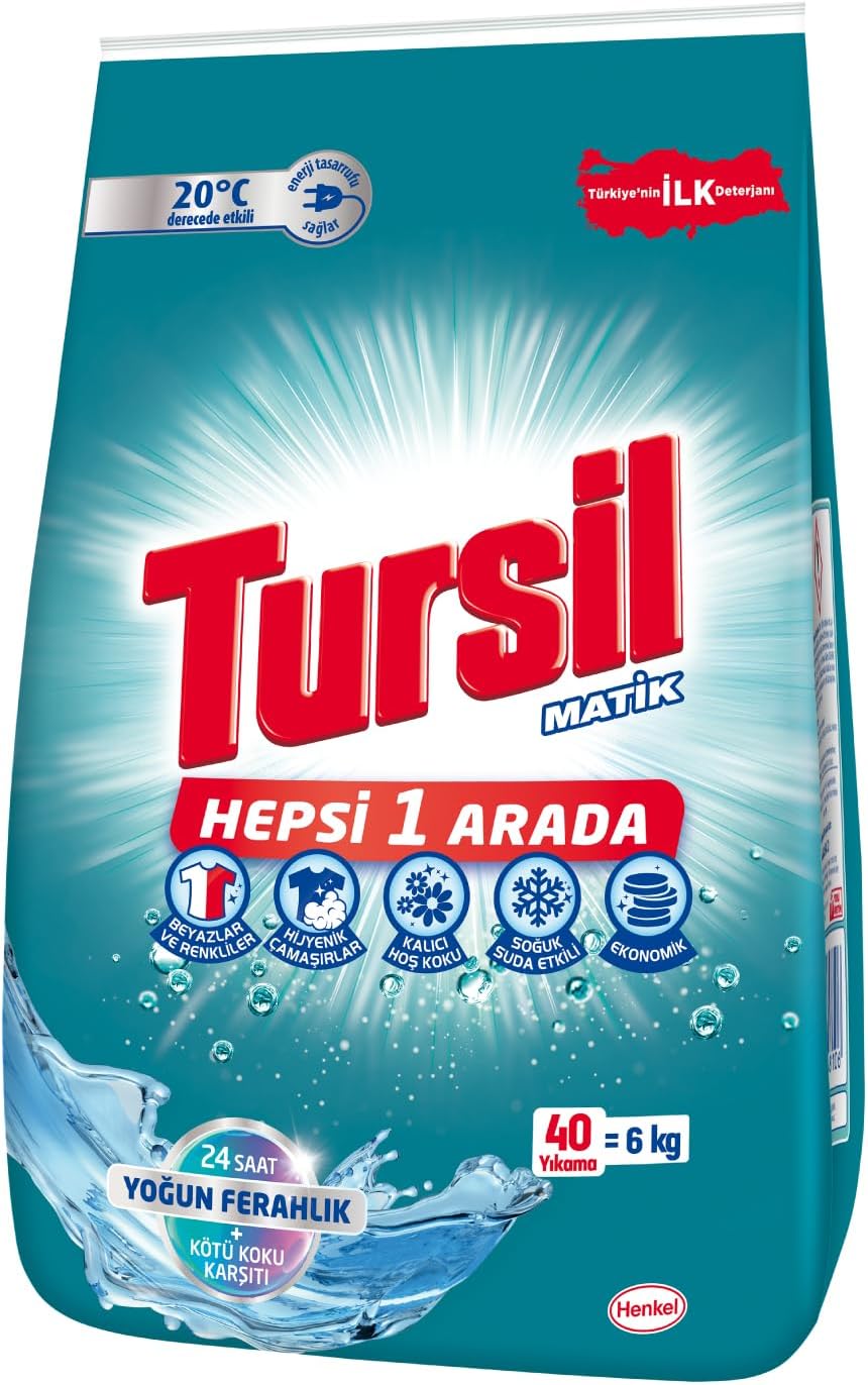 Tursil Yoğun Ferahlık Beyazlar ve Renkliler Hepsi1Arada Toz Çamaşır Deterjanı 6KG