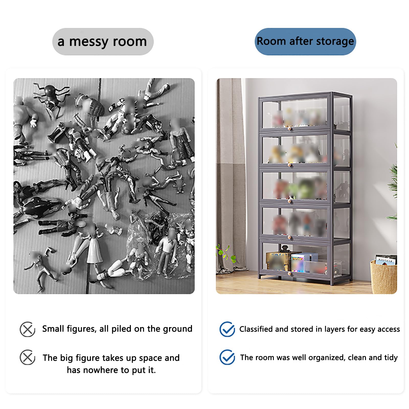 Vitrina con puertas – Estuche Curio Sto, puerta acrílica, estantes de carga fuertes, decoración del hogar Ele para coleccionables, juguetes y objetos de recuerdo
