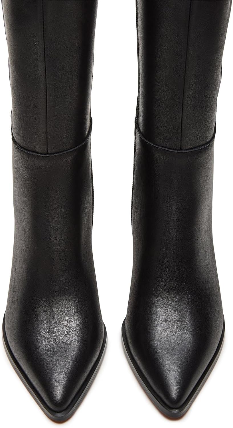 Knee High Boots for Women Kitten Heel Pointed Toe Tall Dress Boots with Side Zipper Fashion Comfortable Width Calf Long Dress Boot