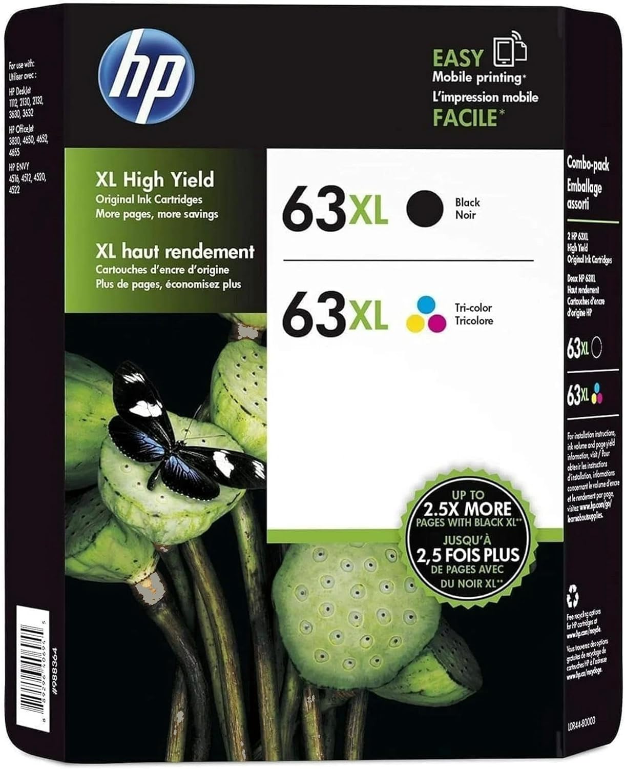HBB 63XL Ink Cartridges Black and Tri-Color Combo Kit