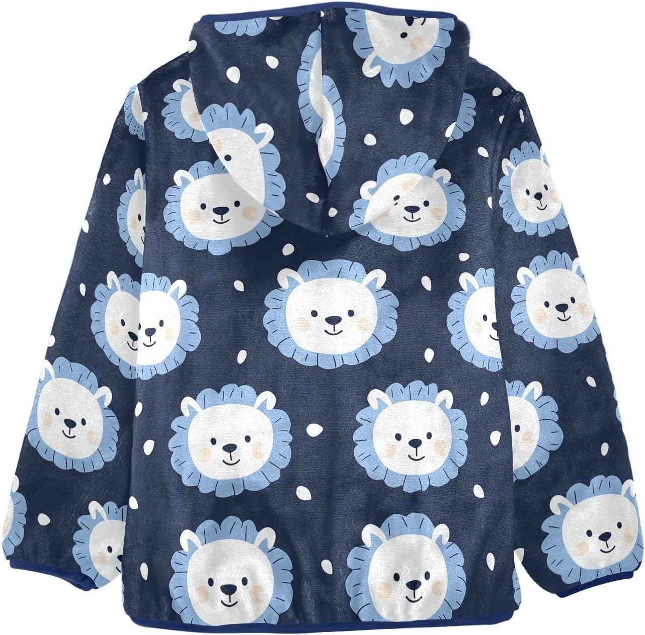 Cartoon Cute White Bear Toddler Winter Jackets Children Plush Outerwear Navy Blue Baby Boy Hooded Fleece Jacket 3T