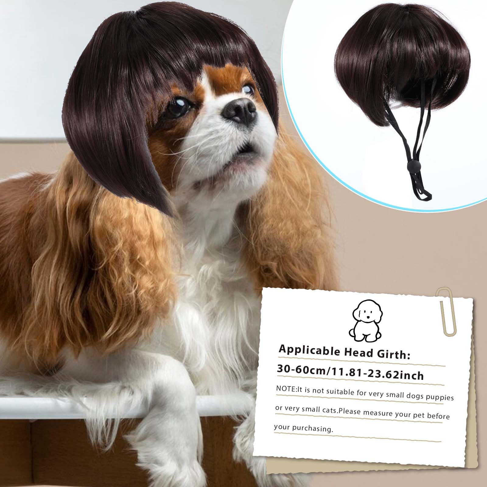 Ponytail Brown Wig For Dog Dog Wigs Funny Pet Wig Dog Wig Cat Wig