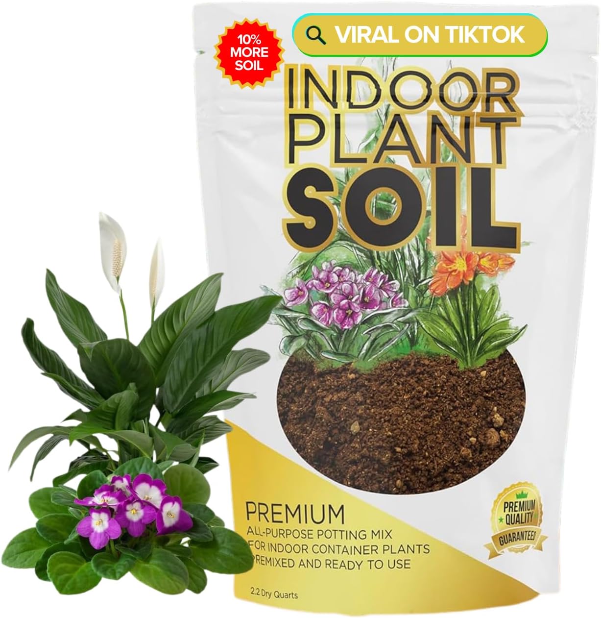 Indoor Plant Soil Premium All Purpose Blend | Large 8.2 Quarts | Ready to Use for Indoor Container and Houseplants | Peat, Coco Coir, Perlite, Dolomite | Made in USA